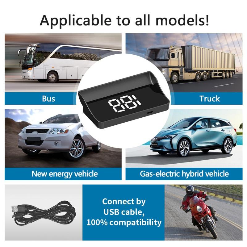 New Digital Speedometer W1 GPS HUD Plug And Play Head Up Display For all Cars Big Font KMH Windshield Projector Car Accessories