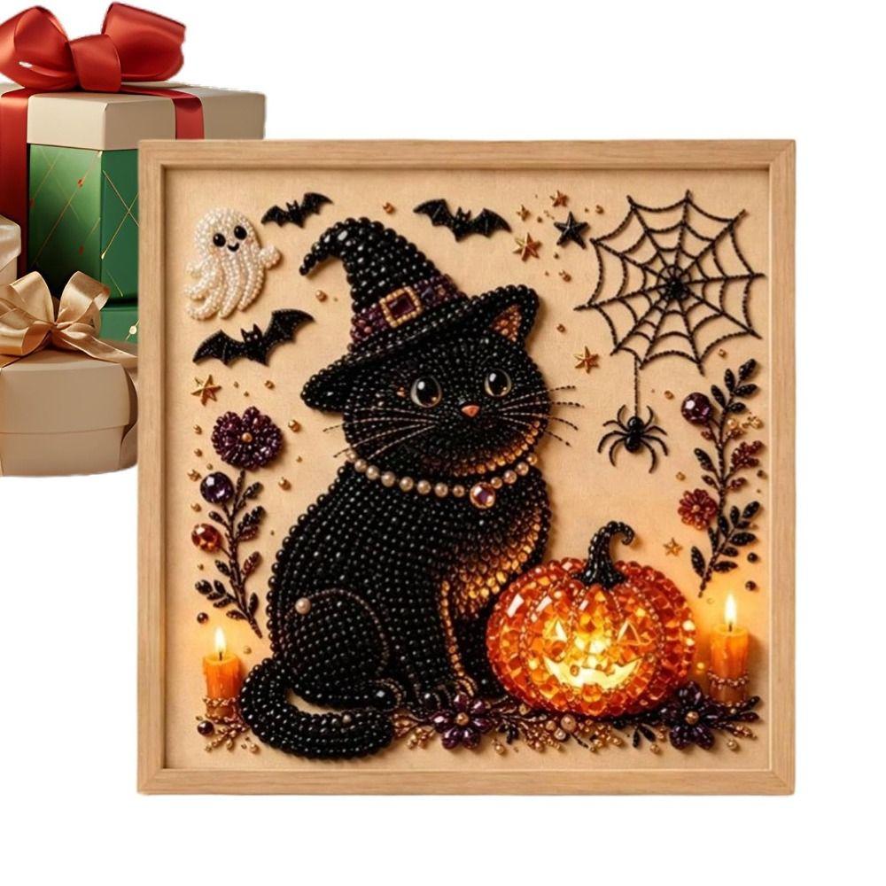 Perły Żywiczne DIY Zestaw do Sztuki z Pereł Płótno z Nadrukiem Halloweenowa Sztuka z Pereł Sezonowa Dekoracja Domu