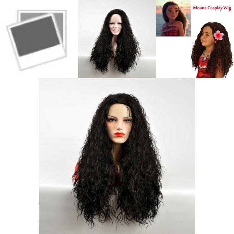 Luxurious Moana Long Messy Afro Kinky Curly Black Wig For Party Cosplay Costume