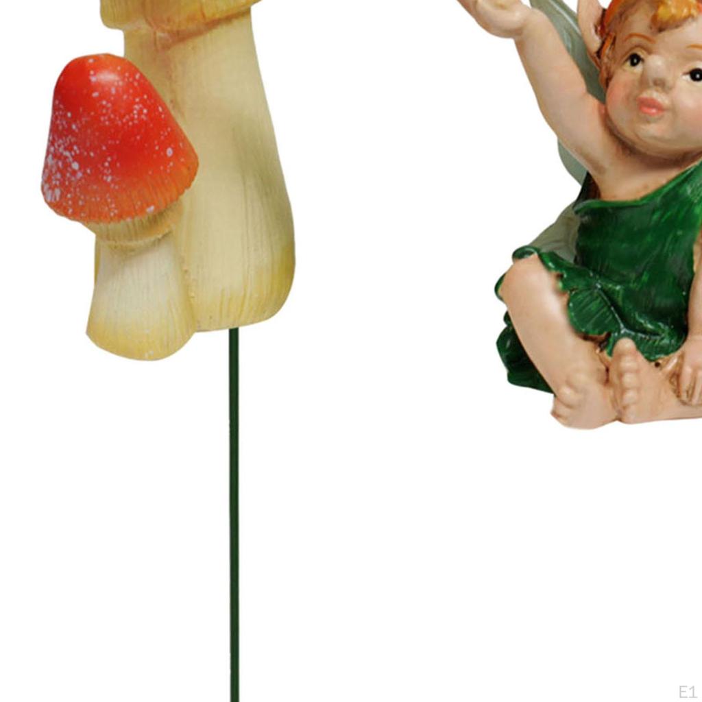2Pcs Mushroom Elf Statue Miniature Figurine Patio Sculpture Backyard Fairy Garden Accessories for
