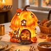 Herbst-Tischmittelstück Leuchtendes Harz-Kürbishaus Figur, Halloween-Häuschen Nachtlicht, Dekorative Fensterdekoration Herbsternte Tischdekoration