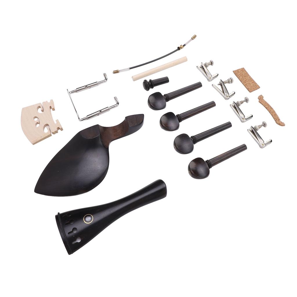 15Pcs Violin Accessories Kit 3 4 4 4 Full Size Universal Ebony Metal Replacement Parts Set