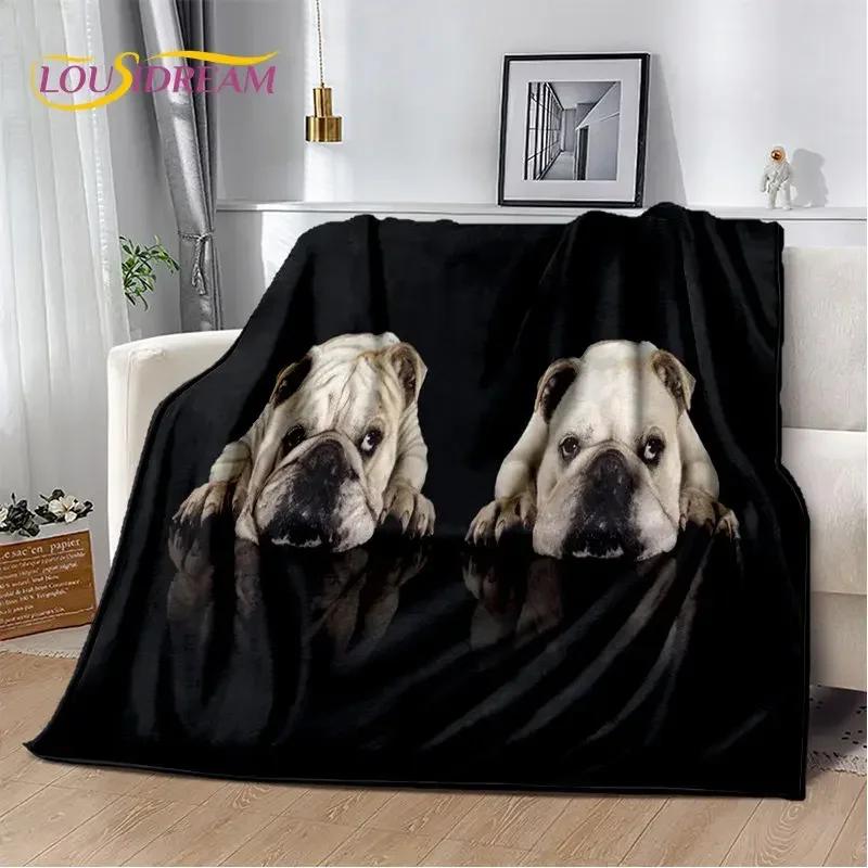 Manta de Felpa Suave para Mascota Perro Pit Bull Francés de Dibujos Animados, Manta de Franela, Manta para Sofá, Cama, Sala de Estar, Dormitorio, Cubierta de Picnic