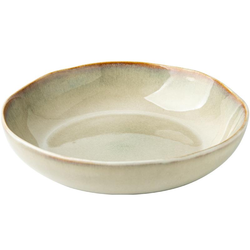 Yunhuang Non-Collision High-Value 8.5-Inch Ceramic Deep Plate Irregular Dish Bowl Special Salad Bowl Export