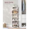 7-Tier Vertical Shoe Rack, Narrow Shoe Storage Organizer with Hooks, Slim Corner Shoe Tower Rack, Space Saving for Entryway