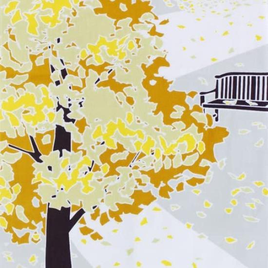 Some No Anbo Tenugui Hand Tree Traditionally Tokuoka Made In 35cm X 100cm (Japanese Towel) "Ginkgo Promenade" - Dyed, 100% Cotton, Weave, Japan,