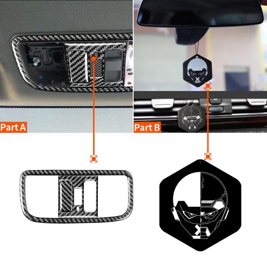 2Pcs Car Carbon Trim Reading Light Panel Fiber Cover Decorative Stickers