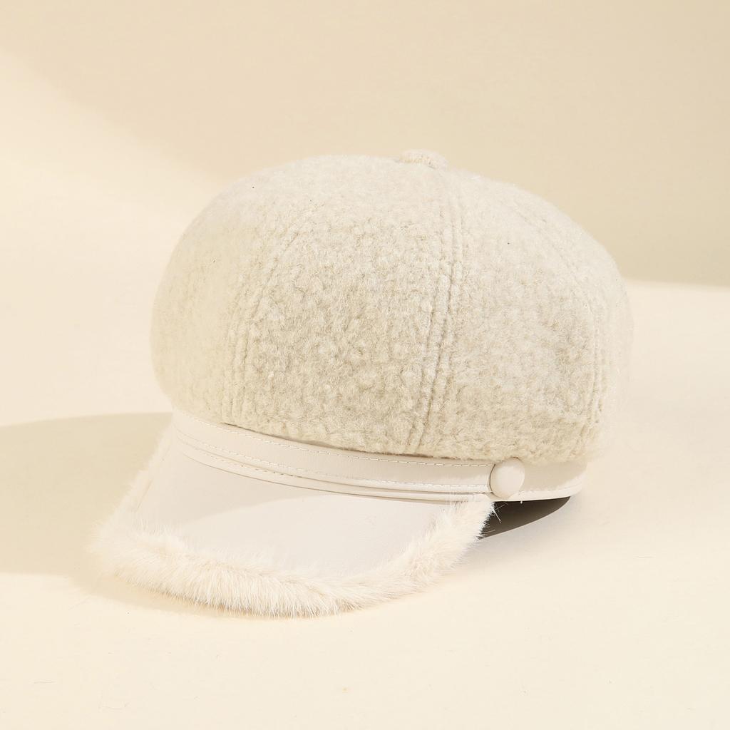 Retro Versatile Woolen Beret Showing Face Ducktongue Octagonal Hat Children'S Warm Windproof Newsboy Hat
