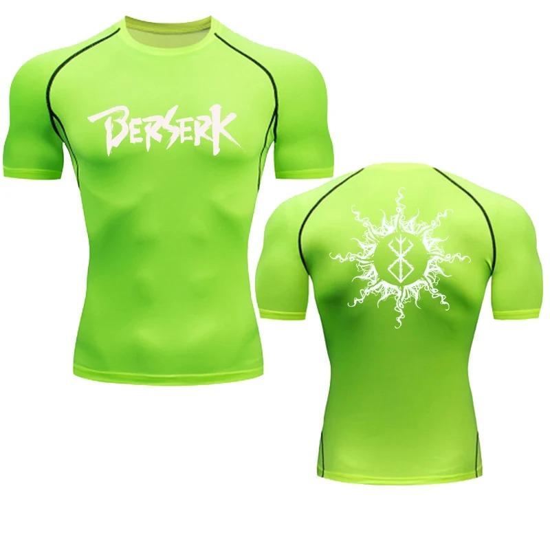 Men Sport T-shirt Quick Dry Bodybuilding Running Shirt Compression Top Gym Fitness Stretchy Sweat Absorbing Tight Fit Fitness Moisture-Wicking Tight