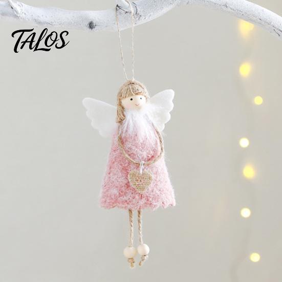 Pastel Christmas Hanging Decor Tree Plush Angel Doll Ornament, Cute Small Lightweight Xmas Topper Pendant for Thanksgiving Day Gifts, Holiday