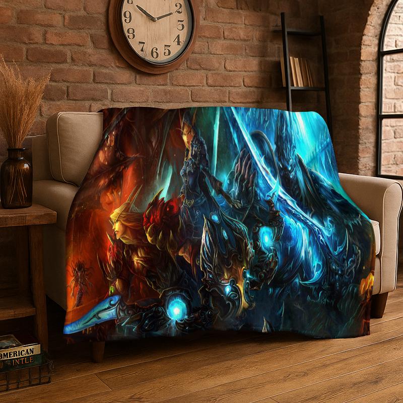 Demon Hunter Arthas World of Warcraft WOW Game Flannel Blanket Soft Warm Throw Blanket for Bedroom Living Room Bed Travel Picnic
