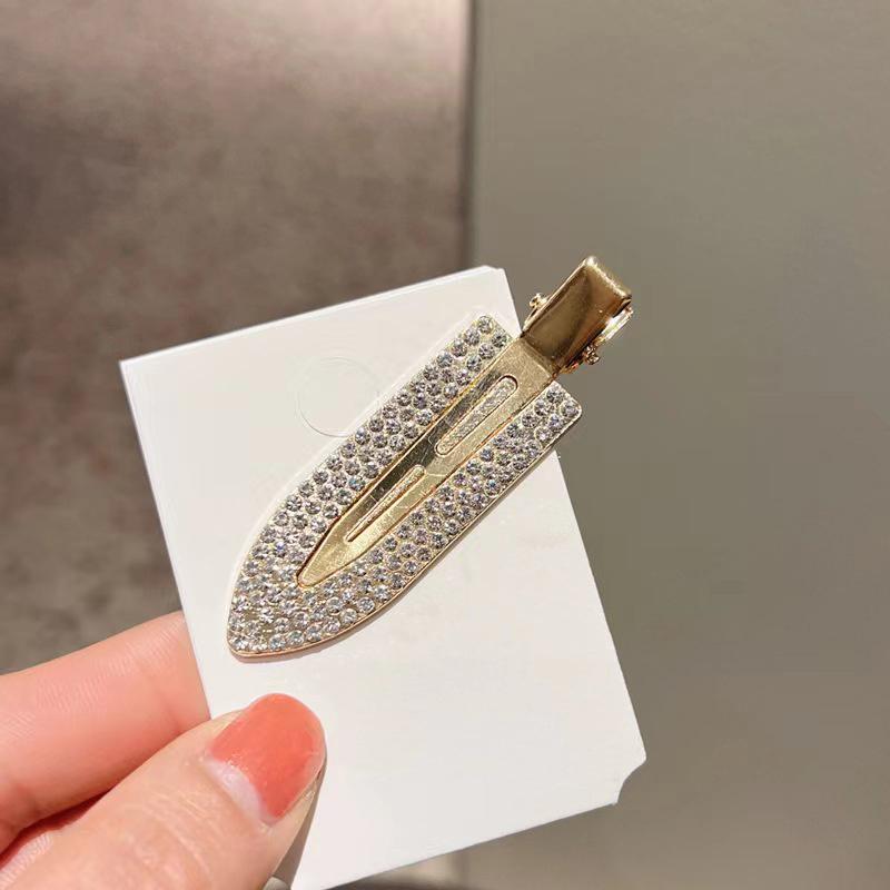 Alloy Diamond Seamless Hairpin Fashion Creative Shovel Shaped Duckbill Clip Rhinestone Bangs Clips For Girls Hair Accessories
