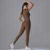 Womens High-Elastic Zipper Front Tight Fit Long Sleeve Jumpsuit Yoga Running Gym Workout