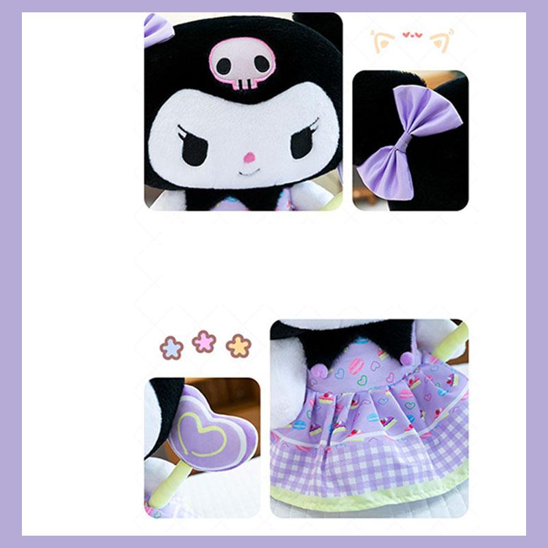 Sanrio Kuromi My Melody Pochacco Plush Toy 40Cm Large Size With Lollipop Dress Squishy Stuffed Animal Doll For Birthday Gift
