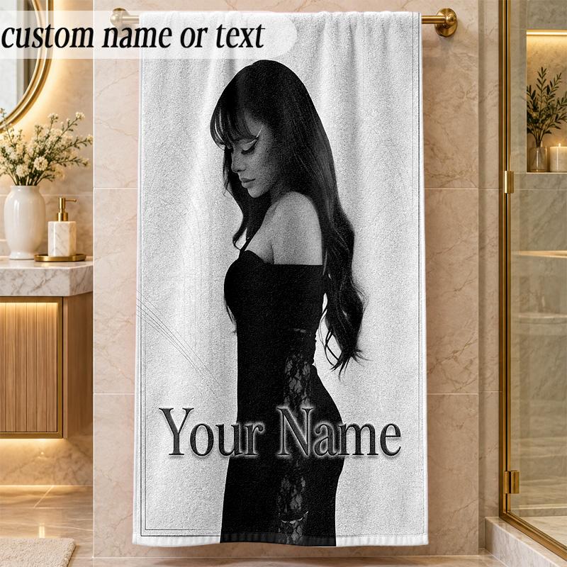 Beach TowelAyliva Custom Name Text Personalized Soft Towel for Beach Pool Indoor Home Decor Gift