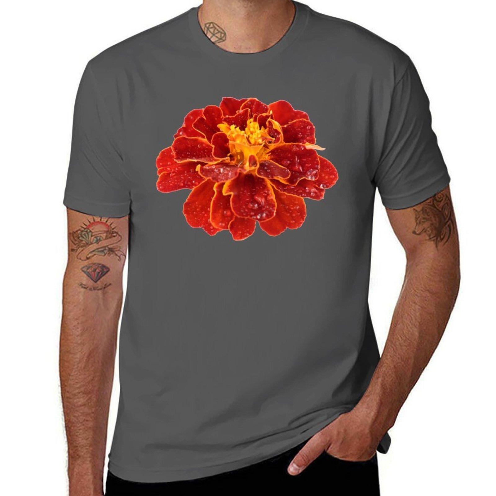 

Tagetes patula Red Cherry French marigold T-Shirt t shirts for man cotton man t shirts for men casual T-Shirt 4XL