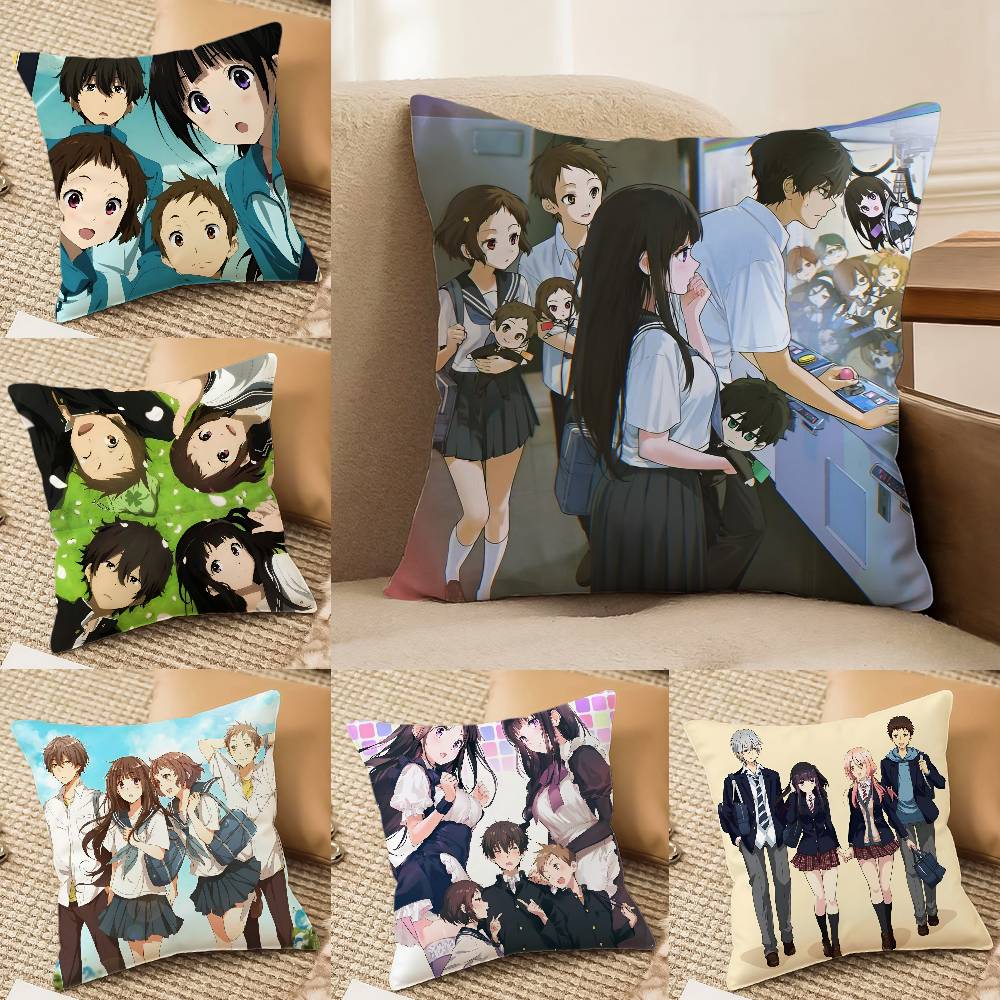Anime H-hyouka Kissenbezug Unsichtbarer Reißverschluss Seidig Sofa Kissenbezug