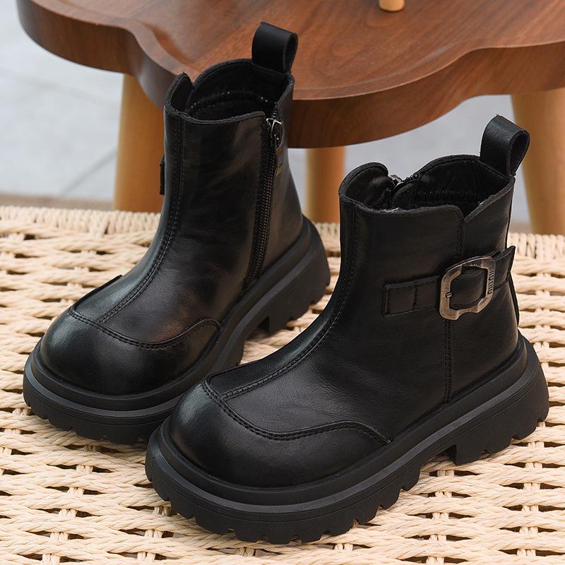 

Зимові шкіряні черевики для дівчат 2025: З флісовою підкладкою, Двошарова бавовна, Нековзка, Модна, Малий розмір Size 37, inner length 23.2cm