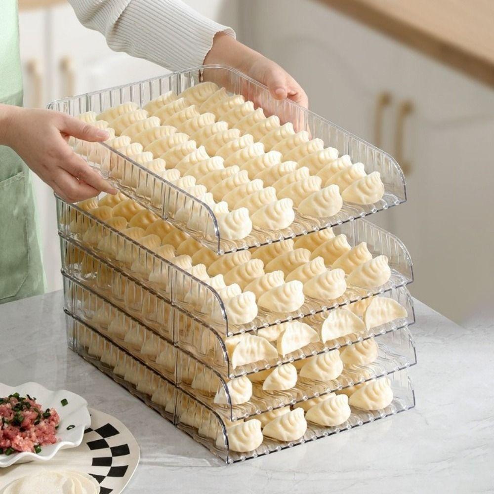 Rectangular Dumpling Cover Plate Large Capacity Dumpling Box Practical Dumpling Tray for Home