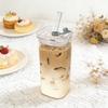New 400ML Square Glass Coffee Cup Heat-Resistant with Lid And Straw Ideal for Milk Tea Juice Smoothies Home Bar Drinks Milk Cup