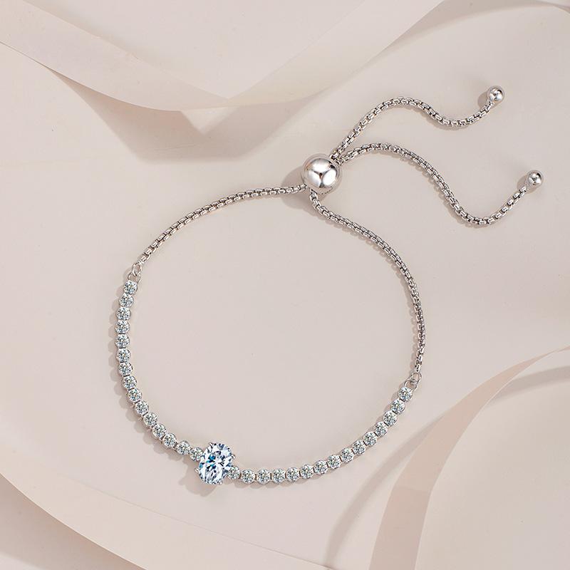 Sterling Silver S925 Mosonite Stahovací náramek Volná úprava Vajíčko Celodiamantový náramek Dámský Pracovní diamant