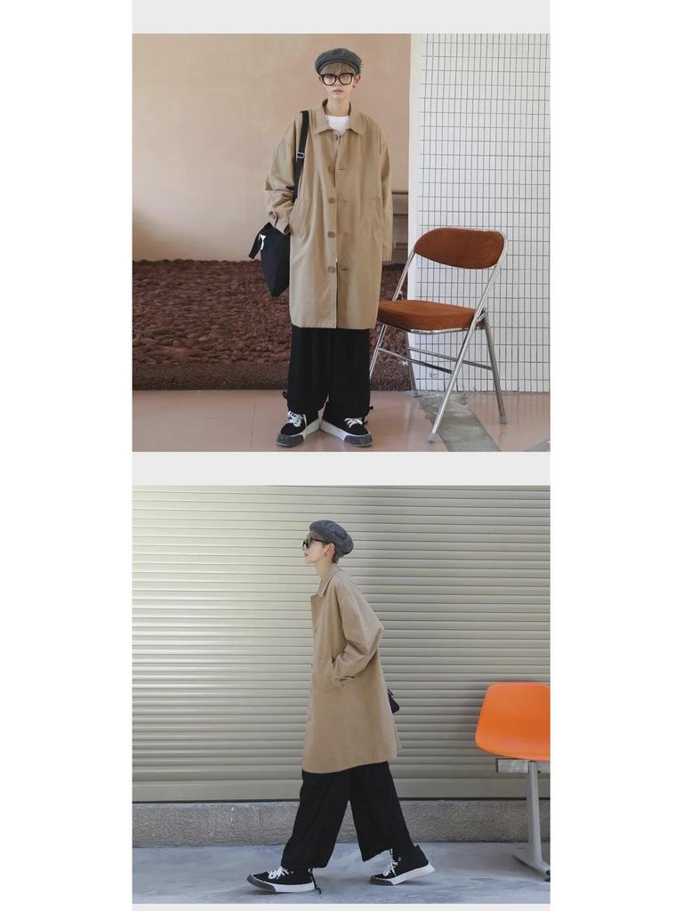 Chaqueta Cortavientos Casual de Moda para Hombre - Primavera/Otoño, Largo Medio, Estilo Hong Kong/Japonés/Coreano, Deportivo, Guapo, Corte Holgado.