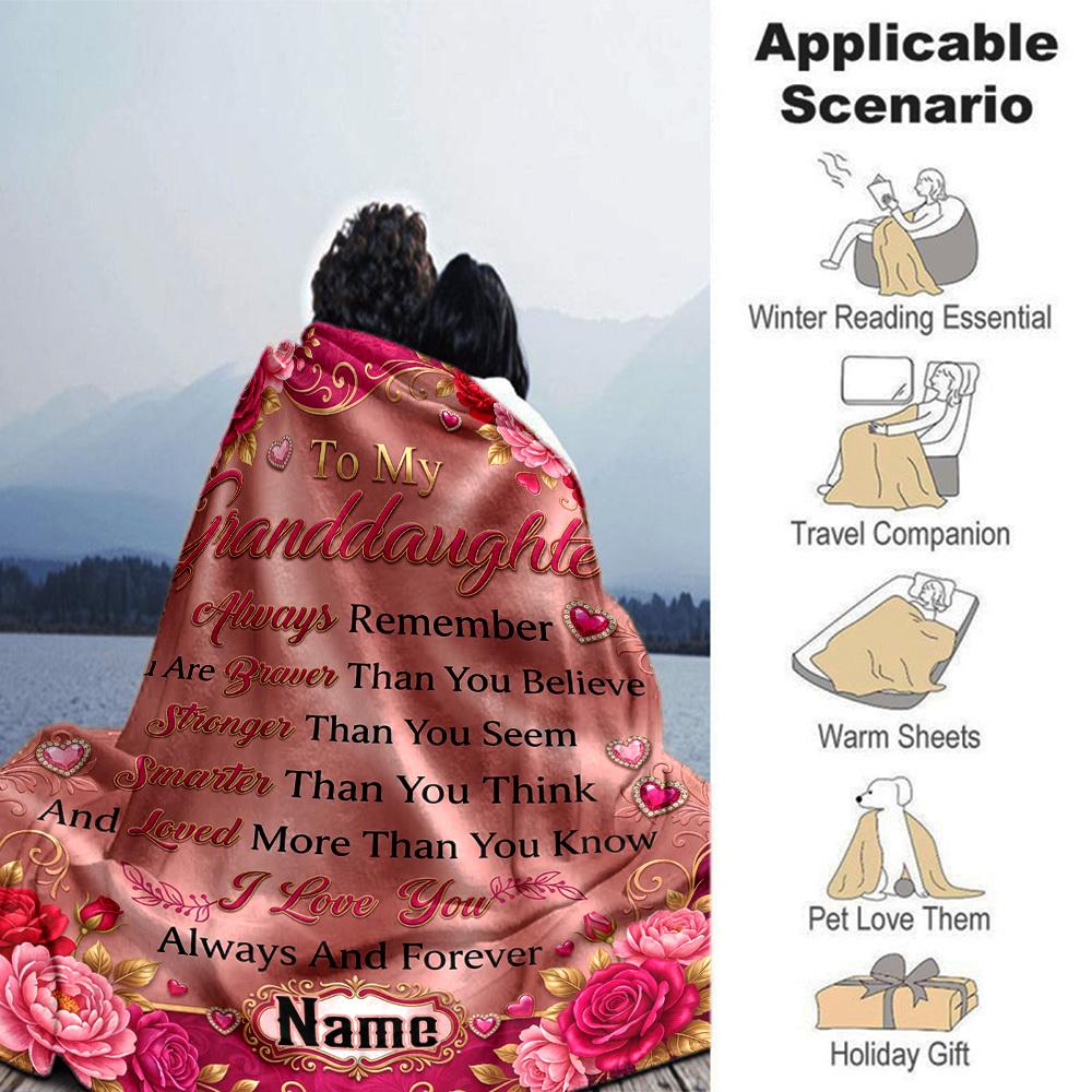 Granddaughter'S Love Inspiration Customize Your Name Blanket Warm Comfortable And Soft Blankets Are Suitable For Home Lunch Break Blanket Office Sofa