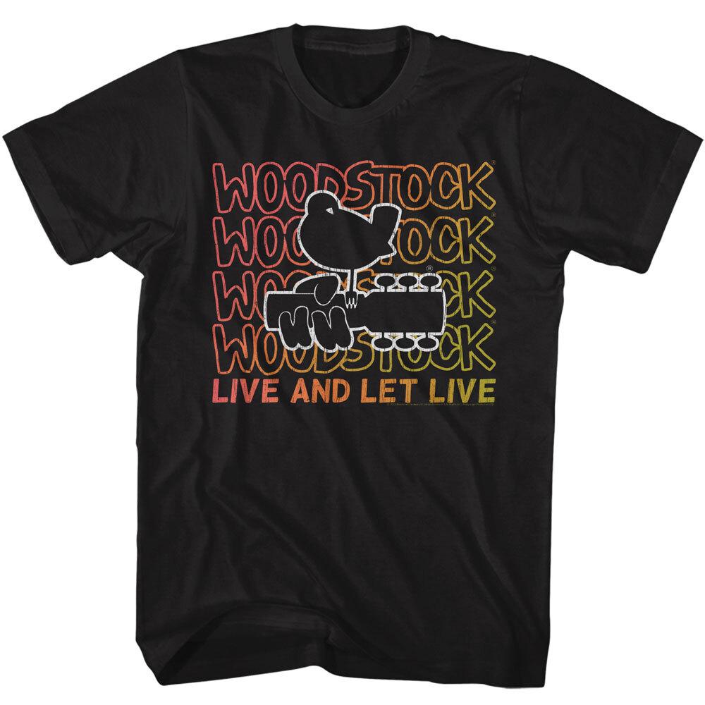 Woodstock Live And Let Live Guitar Neck Men T Shirt Rock Soul Music Merch XXXL