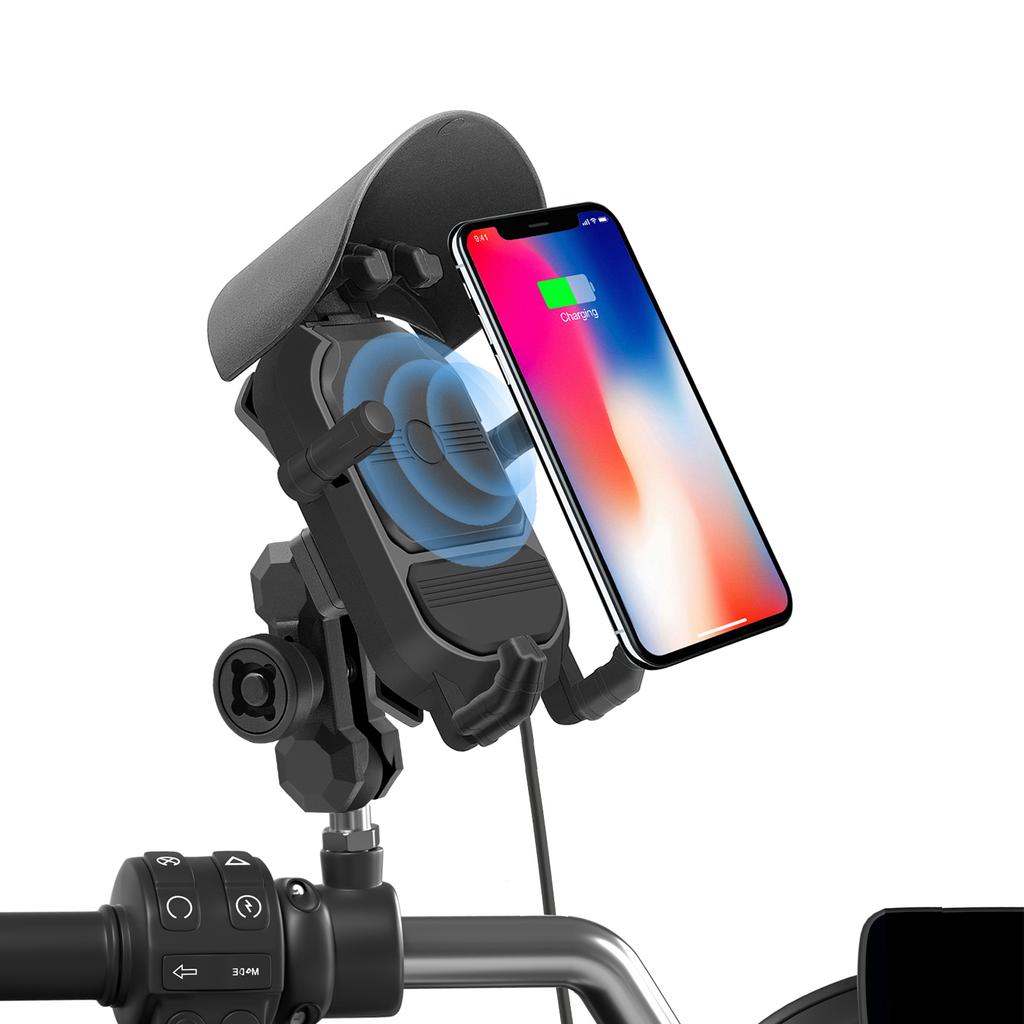 Ball Head Model, Motorcycle Phone Holder, 15W Wireless Fast Charging Phone Holder, Rain Proof and Anti-shake Takeaway Navigation Holder