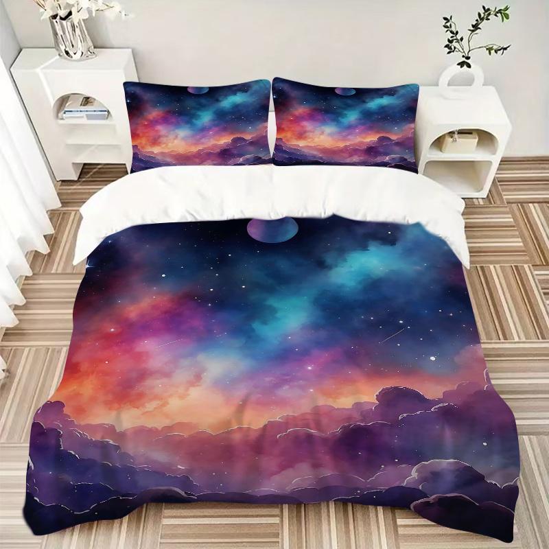 3pcs Starry Night Sky Quilt Cover Set, Soft and Cozy Bedroom