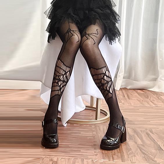 Damen Over-the-Knee Schwarze Strümpfe mit Trägern - Weiße Einteiler Strumpfhose