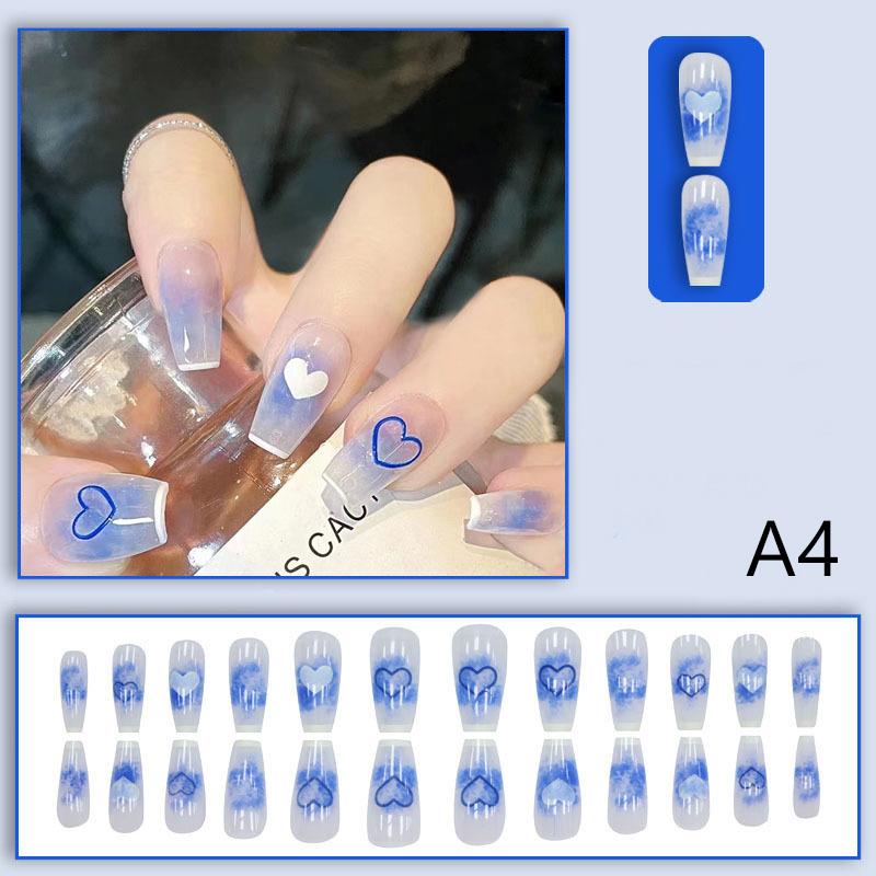 24 шт. Накладные ногти Французские Женские Блестящие Накладные Ногти Однотонные Полное Покрытие Накладные Ногти Съемные Кончики Ногтей