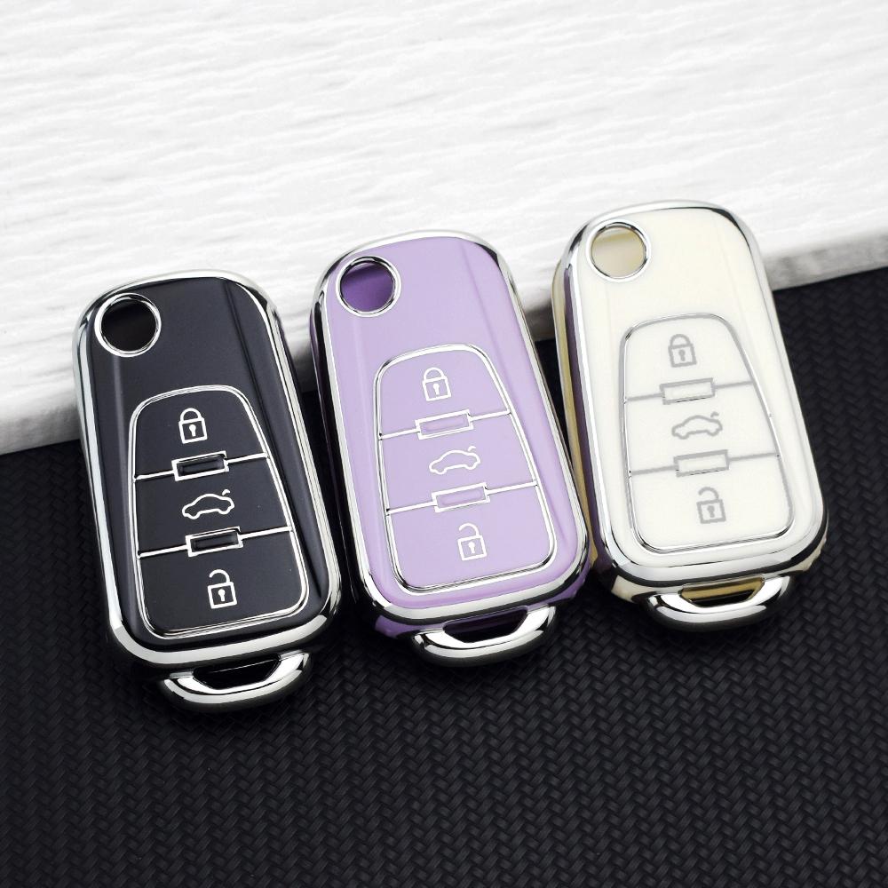 3 Buttons Premium Soft TPU Car Key Fob Protective Cover Shell for MG ZS MG6 MG5 GT MG3 GS MG7 350 360 750 Roewe RX5 Keychain