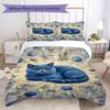 Cute Kitten Pattern Bedding Uilt Set Uilt Cover Pillowcase Home Decoration Birthday Gift (1 * Duvet Cover + 2 * Pillowcase Without Core)