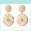 Geometric Alloy Elegant Hoop Earrings Stylish Hollow Double Circle Design Women For