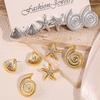 Starfish Starfish Earrings Golden Seashell Dangle Earrings Retro C-Shape Earrings Set  Summer