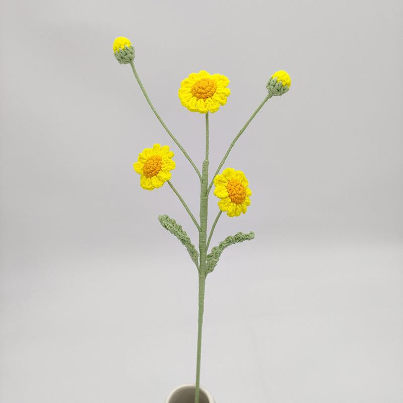 

Daisy Crochet Flowers Bouquet Cute Knitting Flowers Creative Artificial Flower Handwoven Plant Table Home Decor жёлтый