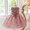 2025 Style Princess Dress: Puff Sleeve Evening Gown for Baby Girls' First Birthday