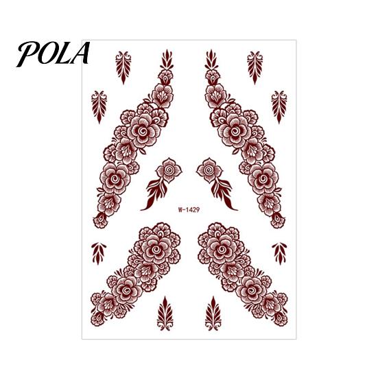 Henna Tattoo Stickers, Red Brown Waterproof Lace Temporary Tattoos, Indian Mehndi Body Art for Hands Feet, Festival Makeup