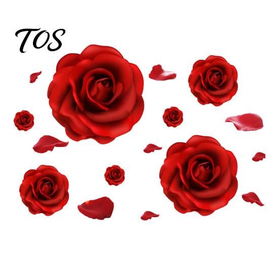 Removable PVC Wall Mural Romantic 3D Rose Flower Stickers, Waterproof Decal, Peel And Stick Floral Motif Glass Door Sticker Art Decor, Decals for Home