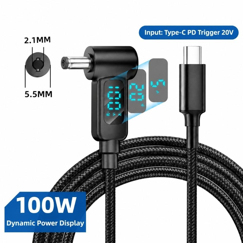 100W PD PD Trigger Charging Cord Digital Display DC Charging Lead Mobile Workstation