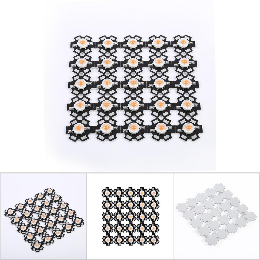 25PcsCelsiusPack 3W Full Spectrum 380nm-840nm Wavelength Led Plant Grow Light Chips (With 20mm PCB)