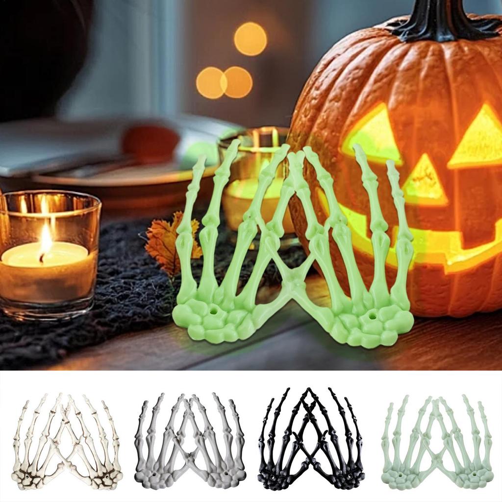 1 Pair Halloween Skeleton Horror Decor Skeleton Hands Ornament Realistic Fake Arms Seasonal Decoration Hangable For Porch