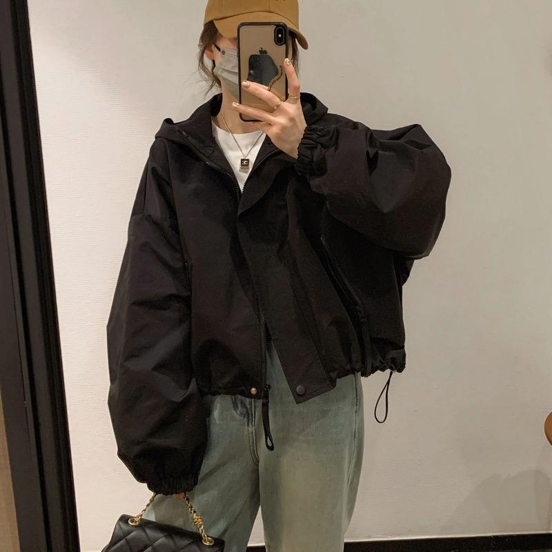 Hooded Jacket for Women in Spring and Autumn Short Jacket Fashionable Versatile Casual Loose Jacket