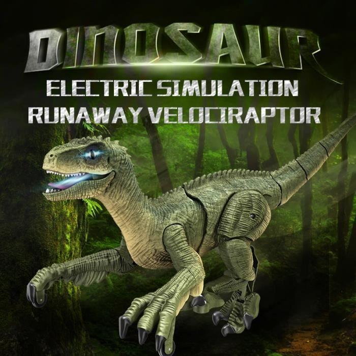 Yellow Velociraptor - 2.4G RC Dinosaur, Velociraptor Simulation, Intelligent Remote Control, Animal with Lu