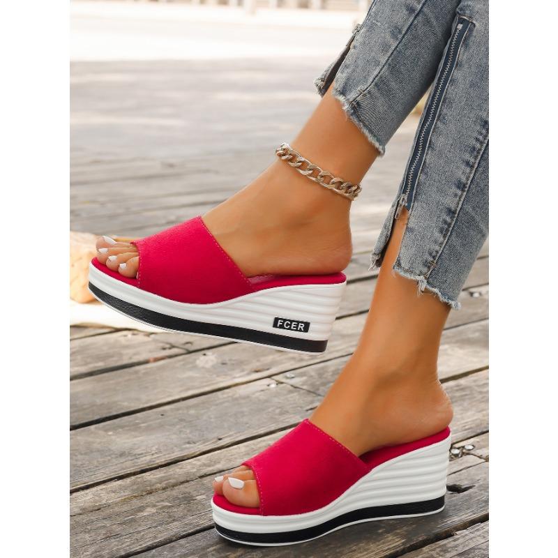 Women's Spring and Summer New Fish Mouth Wedge Slippers Wear European and American Fashion Casual Slipper