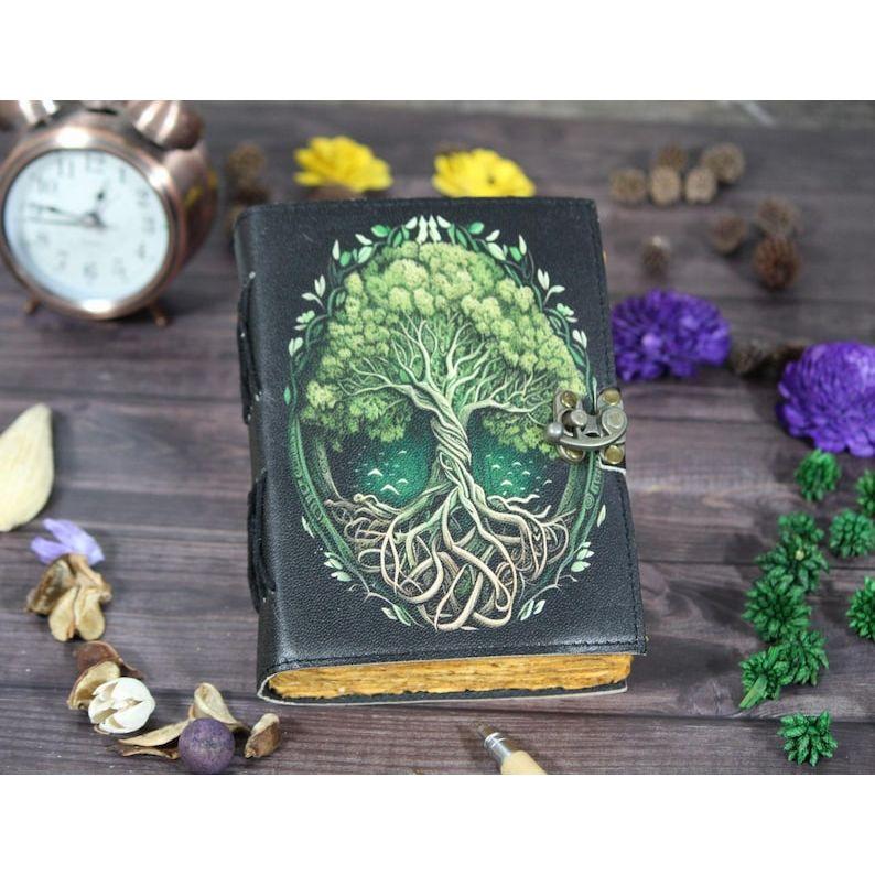 

Tree of Life Leather Journal: Vintage Spell Book, Sketchbook 7 x 5 in - 100 page