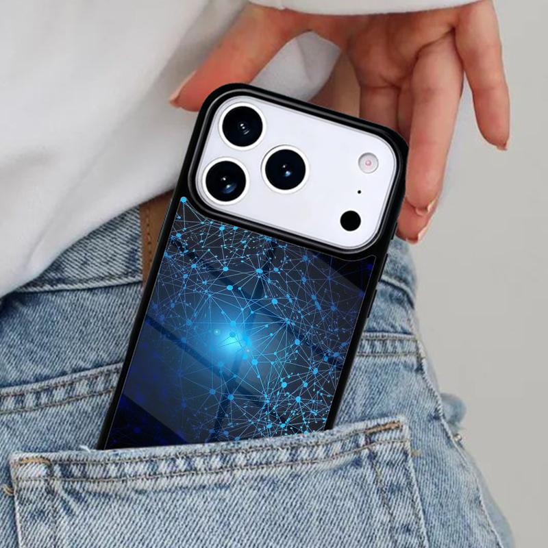 Digital Network Web Structure Phone Case for iPhone 16e 15 14 13 12 17 Pro Max Plus Air 17pro Cover Coque