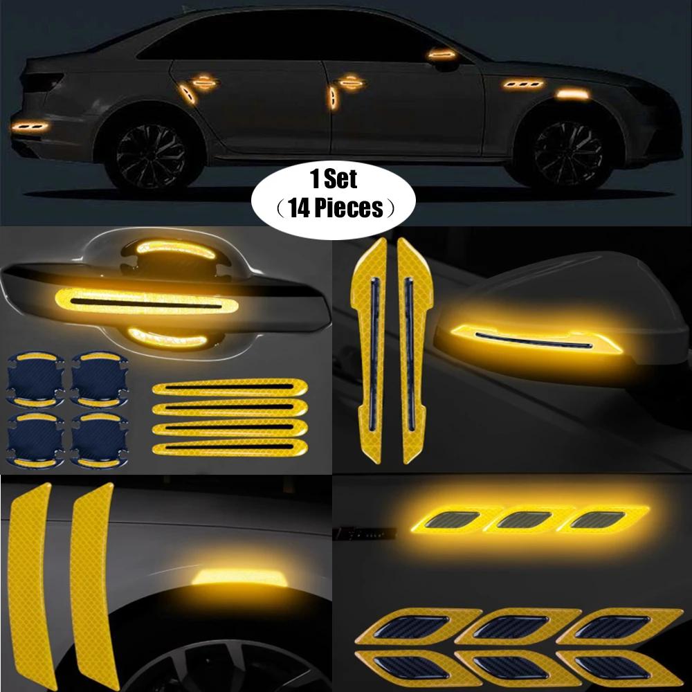 14 Piece Car Reflective Stickers Car-styling Rearview Mirror Car Stickers Safety Warning Reflective Car Strip Exterior accessory