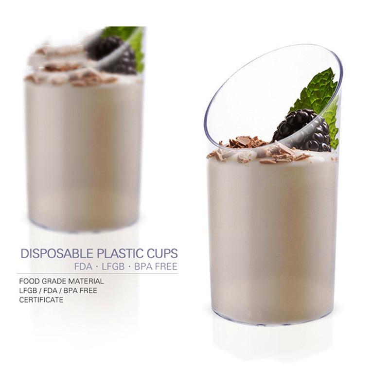 20Pcs 70Ml Reutilizável Cilindro Sobremesa Copos Plástico Mini Iogurte Mousse Sobremesa Copo